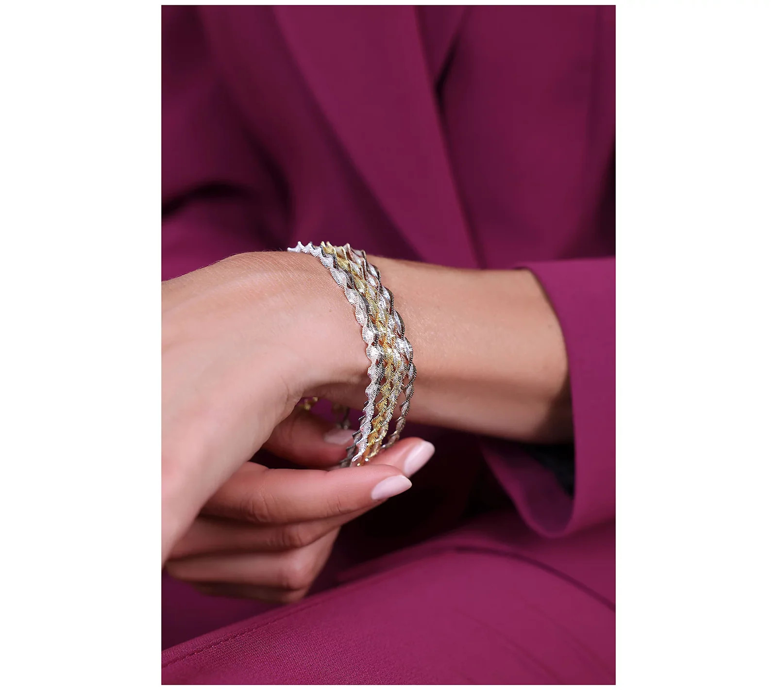David Markstein Two-Tone Yellow/White Sterling Silver Debut Twisted Herringbone