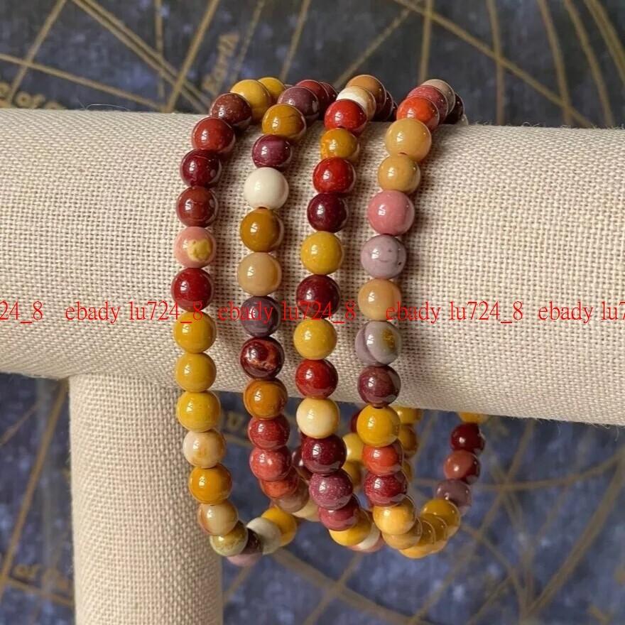4Pcs Mookaite 8mm Beads Crystal Healing Lucky Protection Women Men Bracelet