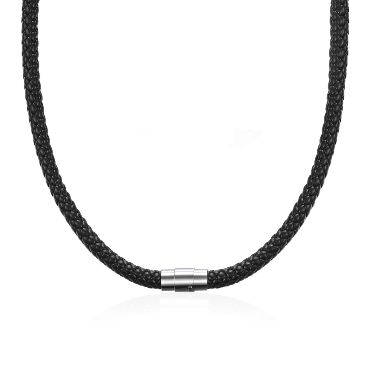 24″ 8mm Black Man-made Braided Leather Rope Necklace Choker for Men Women
