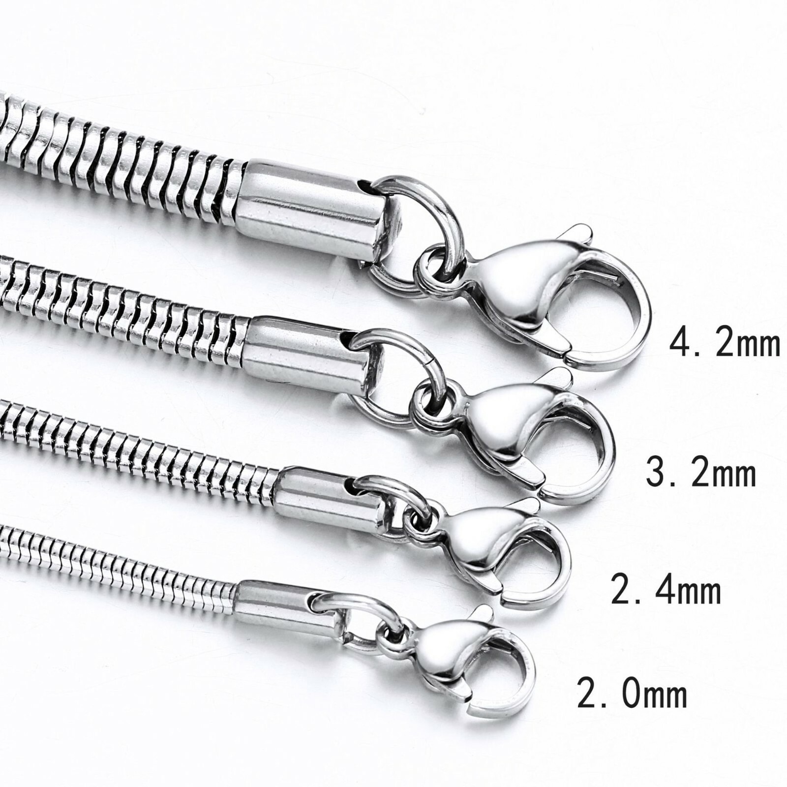 USA Stock 1.6mm Stainless Steel Men Women Round Snake Chain Necklace 24”