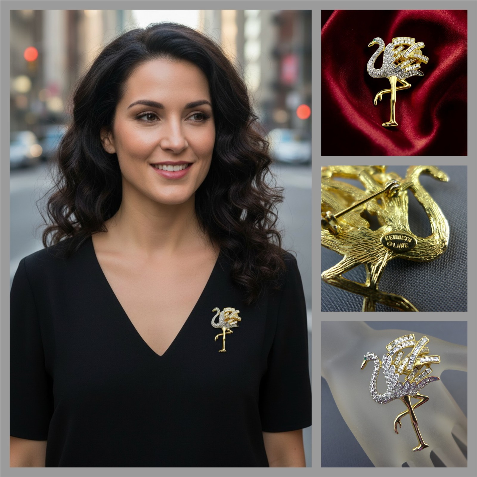 Kenneth Jay Lane KJL Duchess of Windsor Treasures Cartier Repro Flamingo Pin