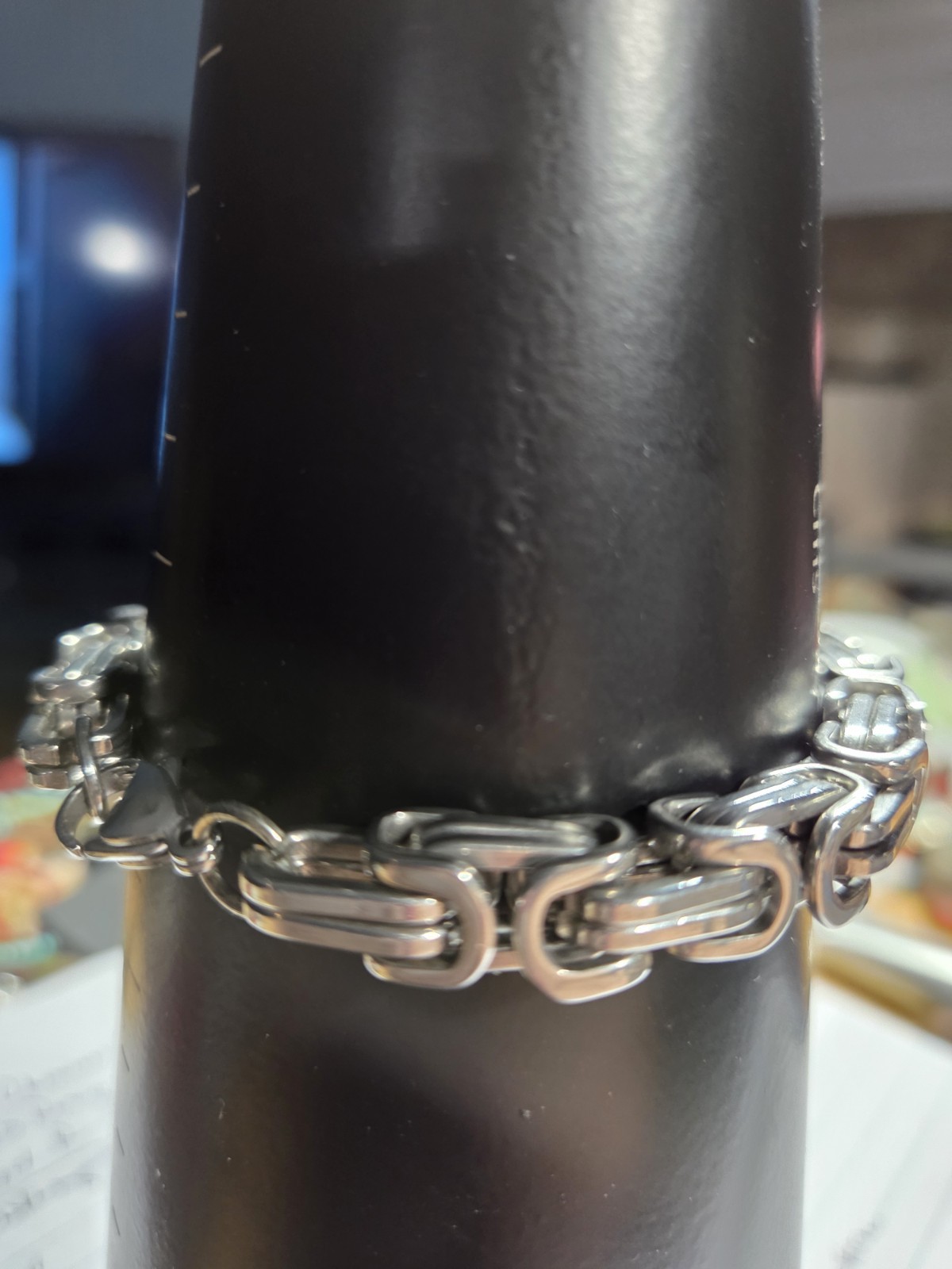Heavy Silver Tone Byzantine Box Link Bracelet 7.5″ 46g Chunky Statement