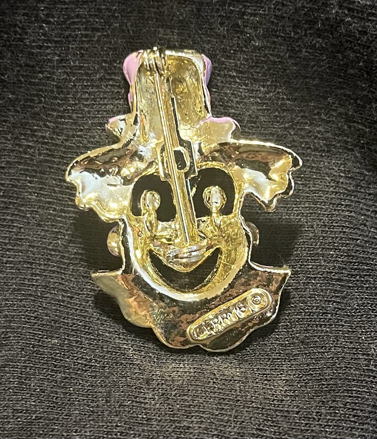 Vintage Gerry’s Gold Tone Enamelled Clown Face Brooch