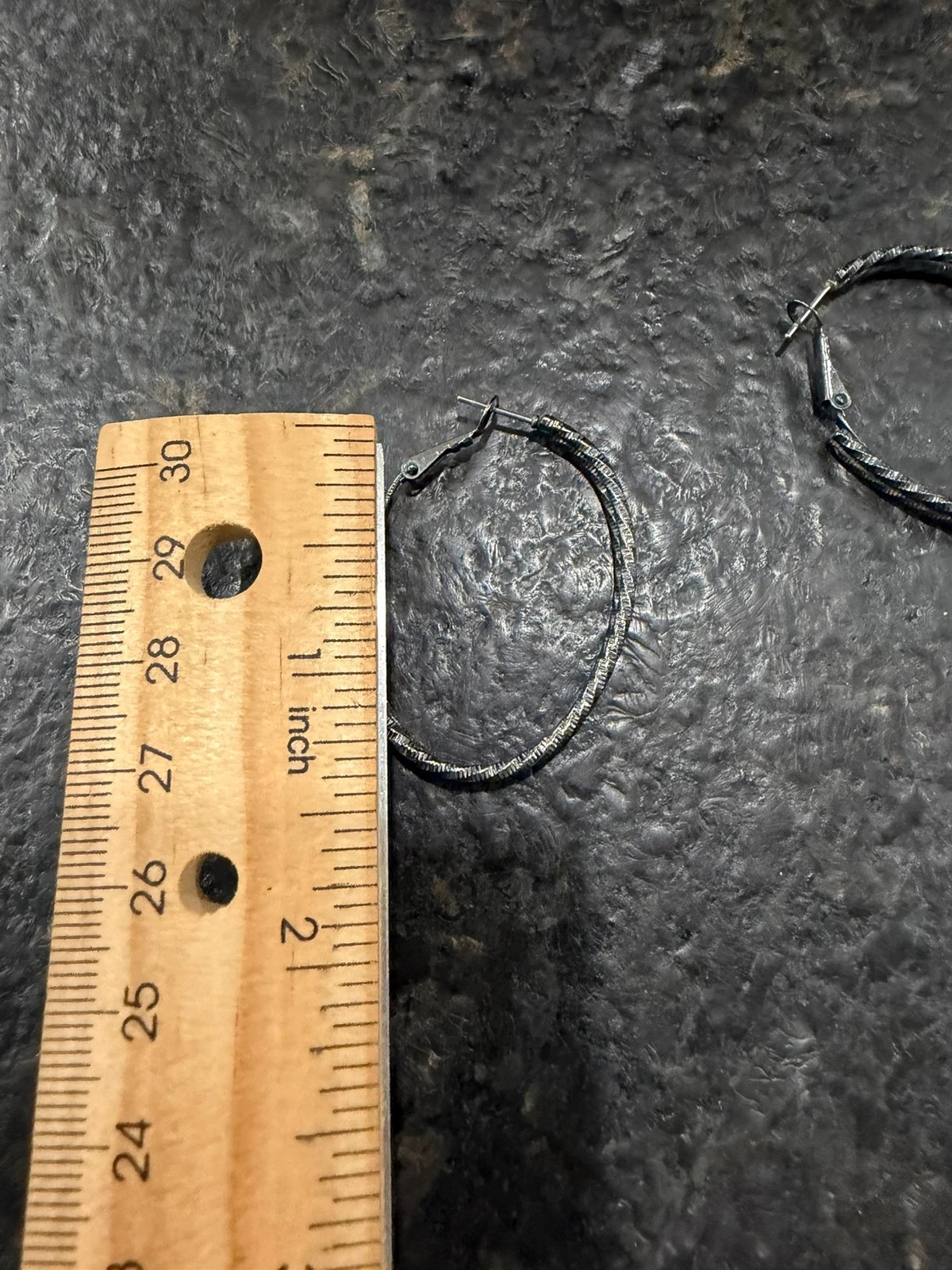 Silver Tone Triple Hoop Textured Statement Earrings