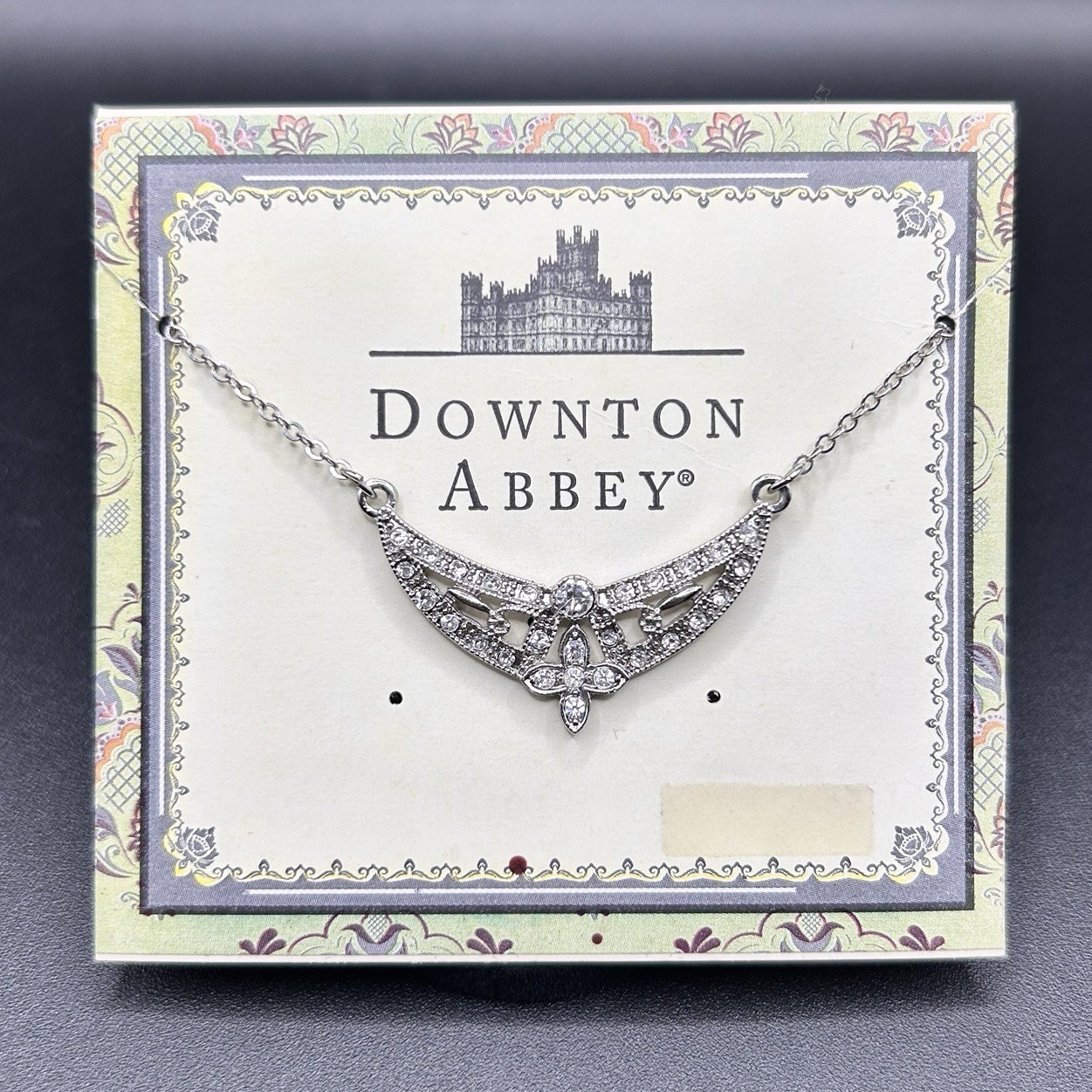 Downton Abbey 1928 Jewelry Silver Tone Rhinestone Art Deco Pendant Necklace