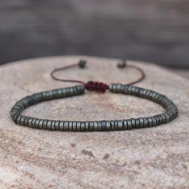 Natural Pyrite Beads Crystal Minimalist Bohemian Tibetan Attract Abundant