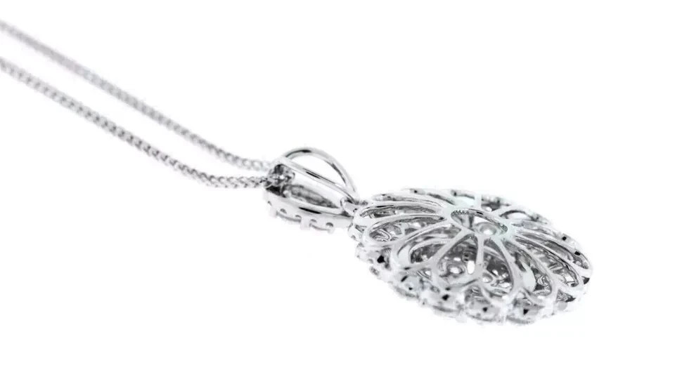 2Ct Round-Cut Lab Created Diamond Necklace Pendant 14k White Gold Plated