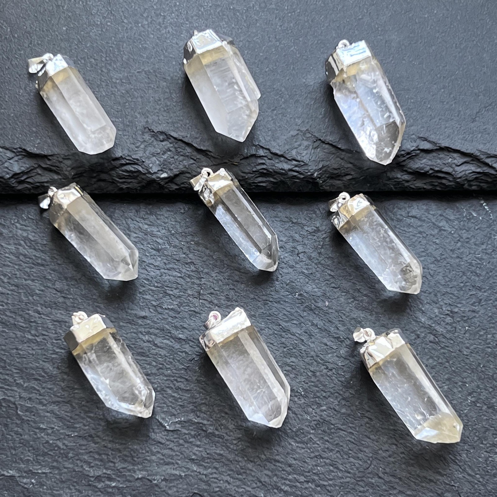 Quartz Pendant (Pick Your Piece) Crystal Point Silver Plated Select Actual Item