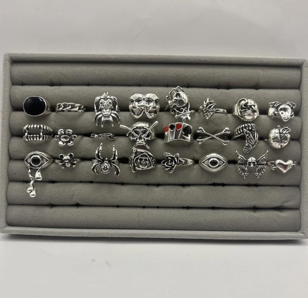 Y2K Grunge Vintage Unisex Rings 24 Count Fashion Stainless Steel Various Sizes