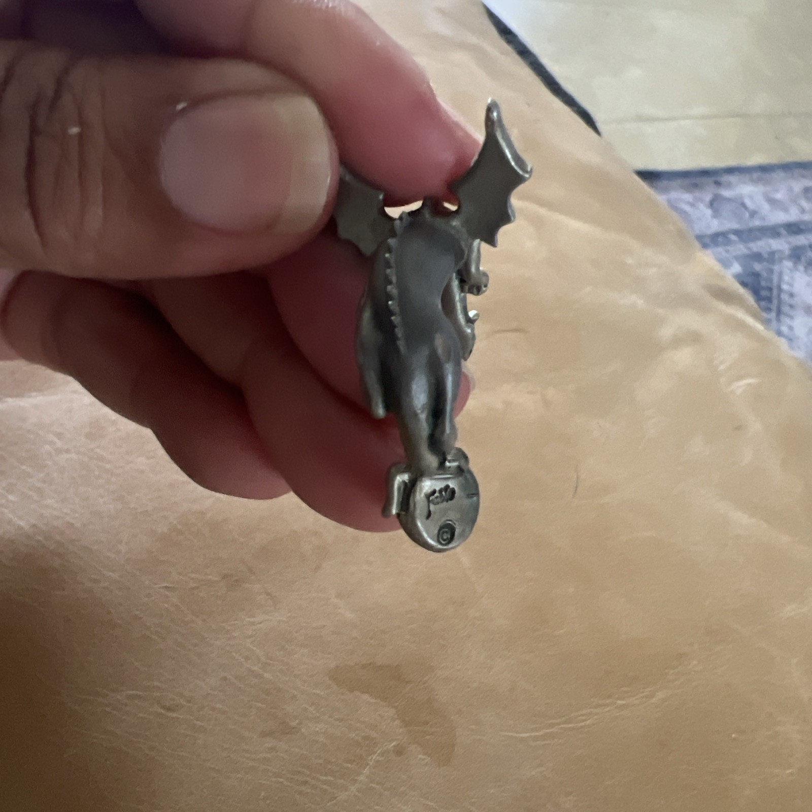 Fable Brand Pewter Gothic Dragon Single Earring Holding A Orb
