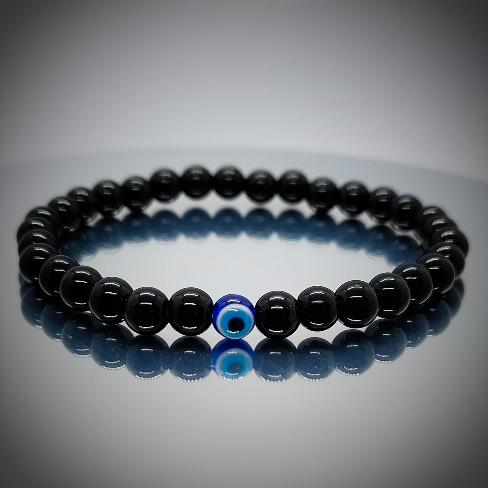 Beaded Black obsidian Hand Evil Eye Bracelet Reiki Women Men