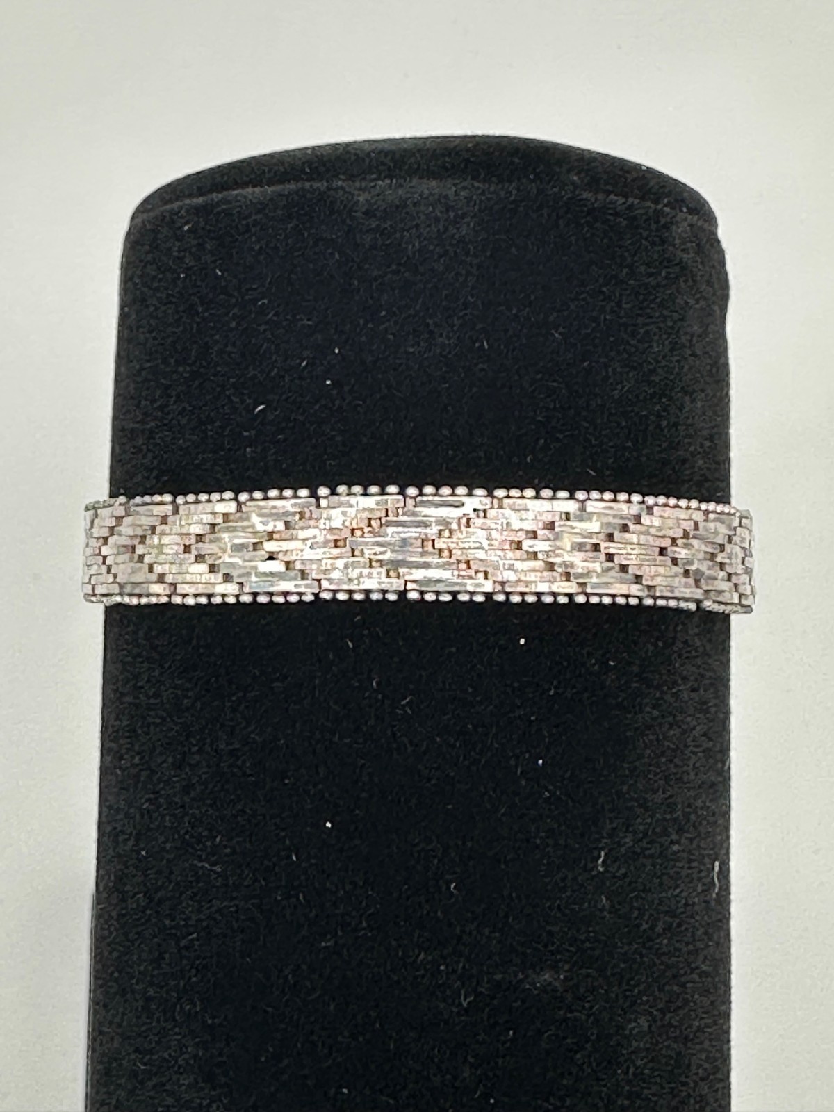 7″ 925 Silver Woven Chevron Womens Bracelet 19.67 grams