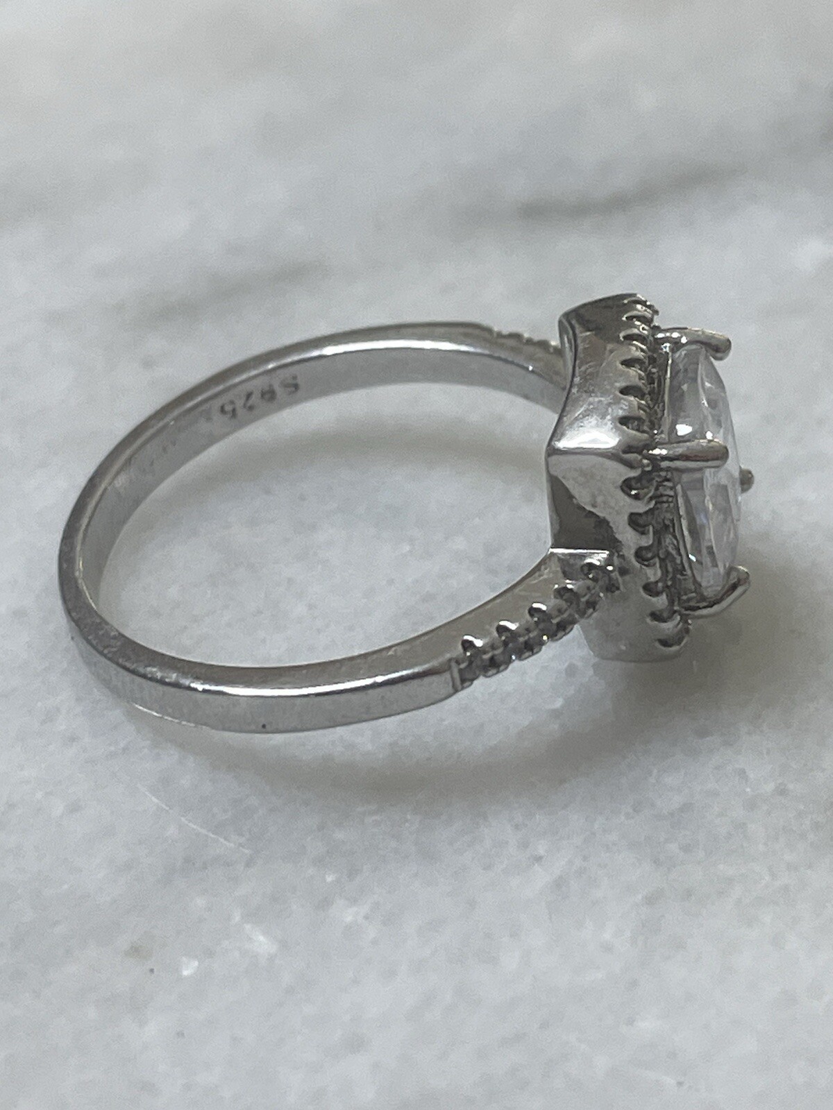 Engagement Ring S925 Sterling Silver Cubic Zerconia Size 8.5