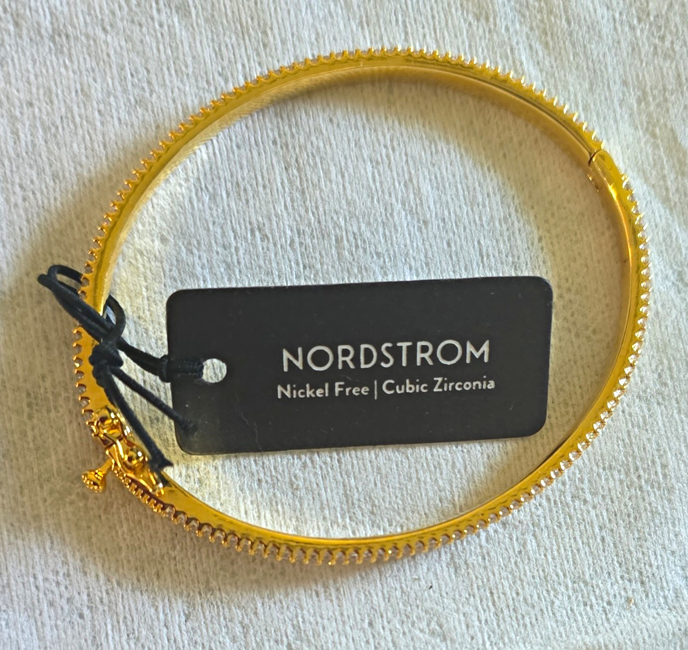 Nordstrom Gold Tone Cubic Zirconia Pavé Hinged Bangle Cuff Bracelet Nickel-Free