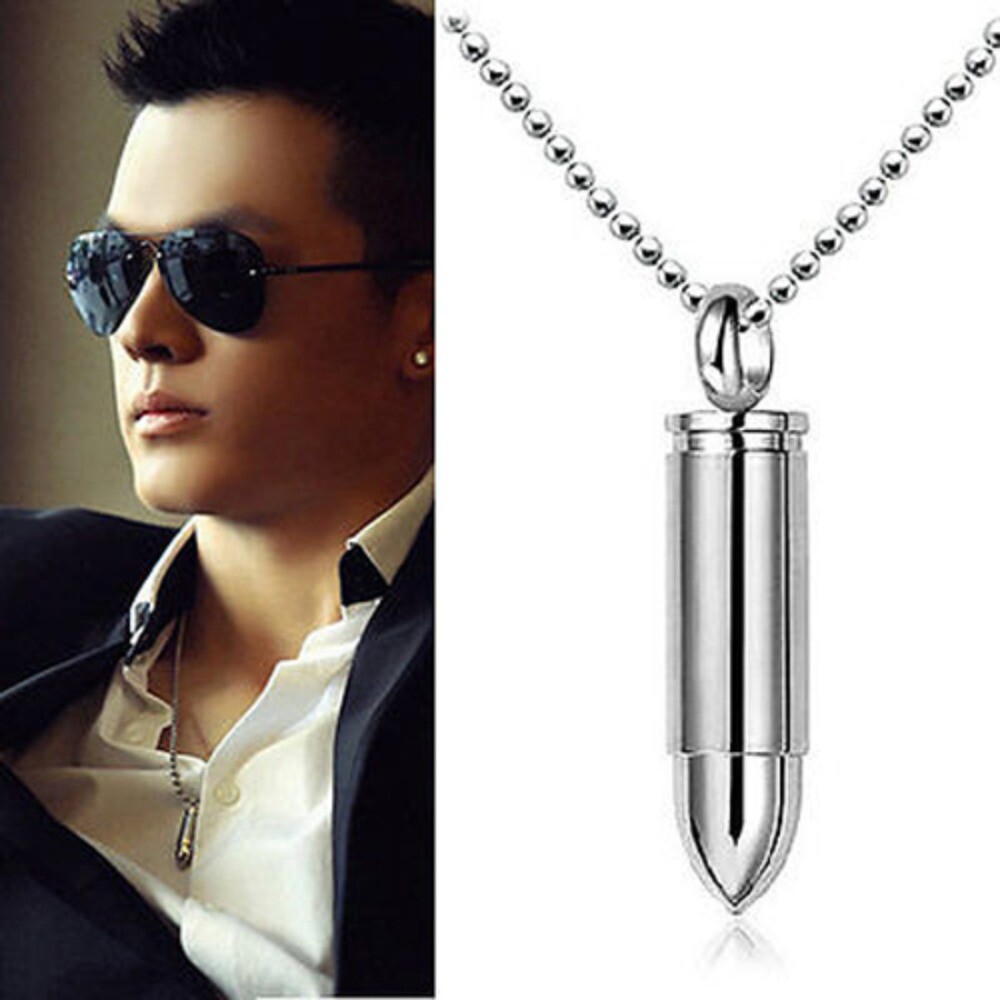 Stainless Steel Necklace Bullet Pendant Necklace Detachable Necklace Fashion US