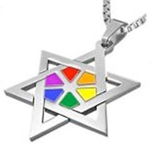 Pride Shack – Rainbow Star of David Pendant – Lesbian Gay Pride Jewish Necklace