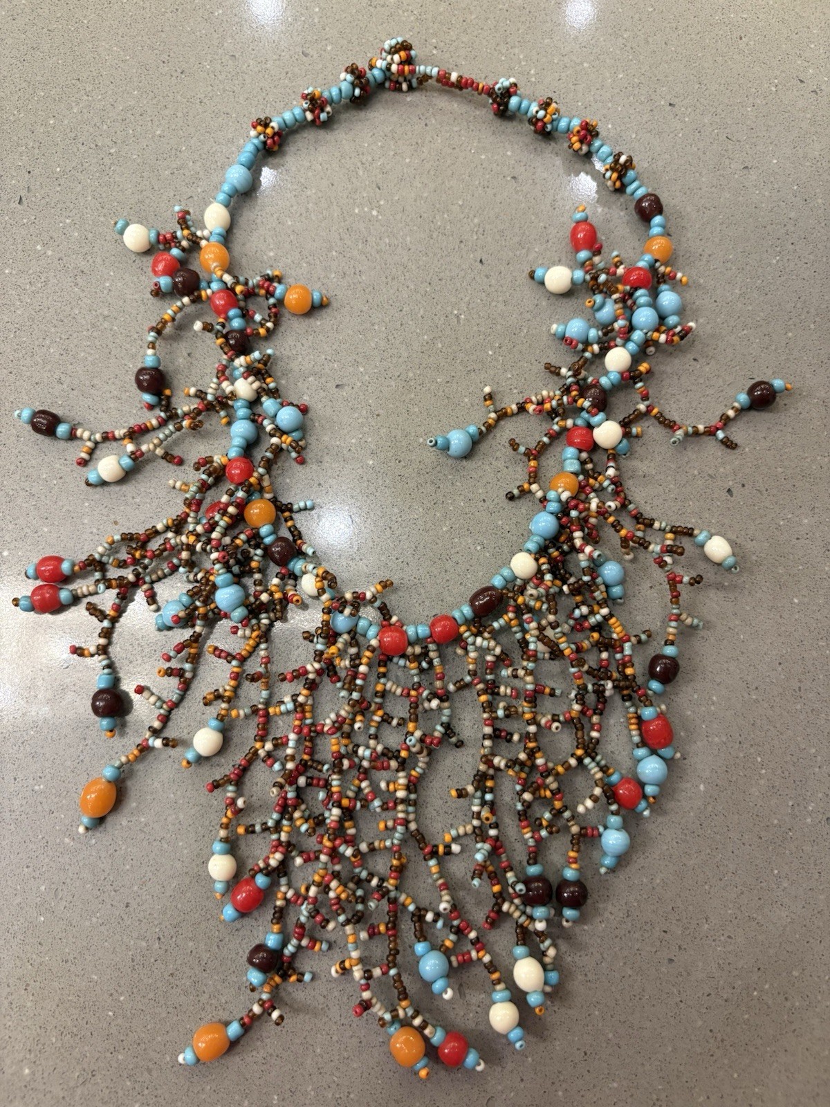 Boho Multi-Strand Seed Bead Statement Necklace Fringe Layered Jewelry