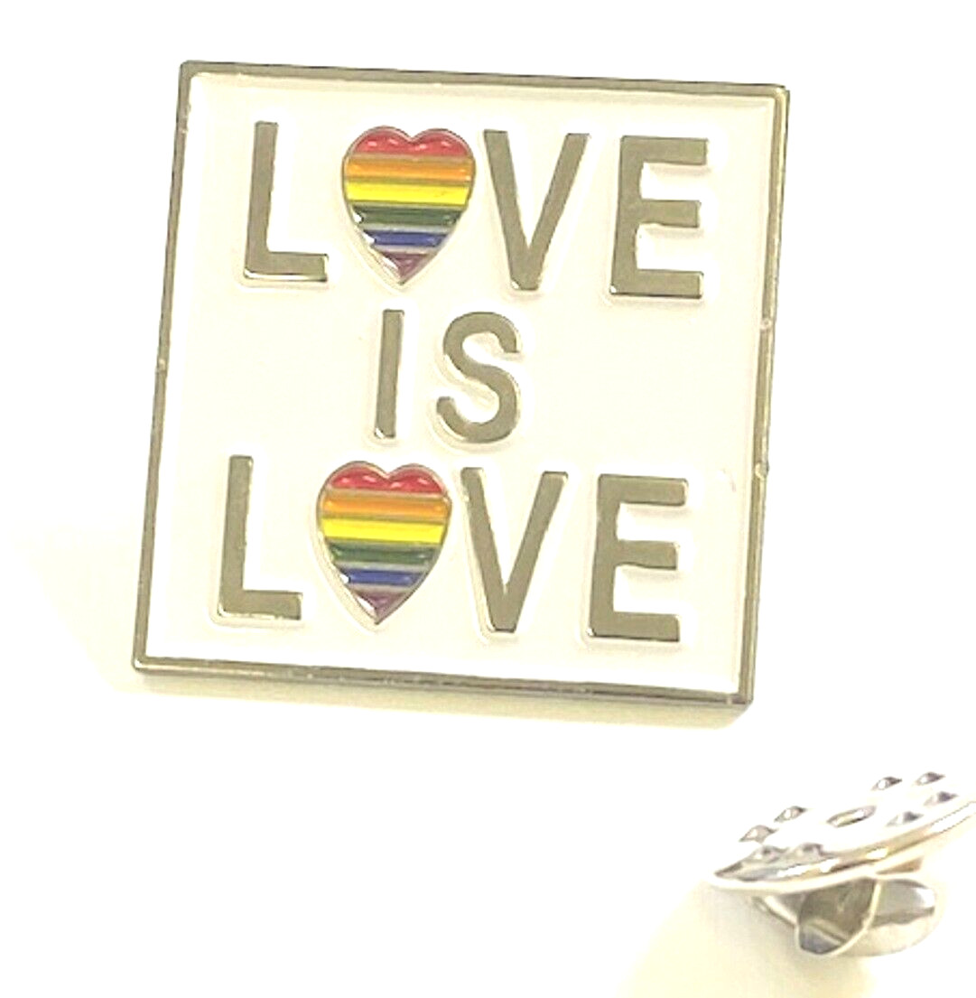 LGBTQ ‘LOVE is LOVE’ with Rainbow Hearts metal enamel pin badge