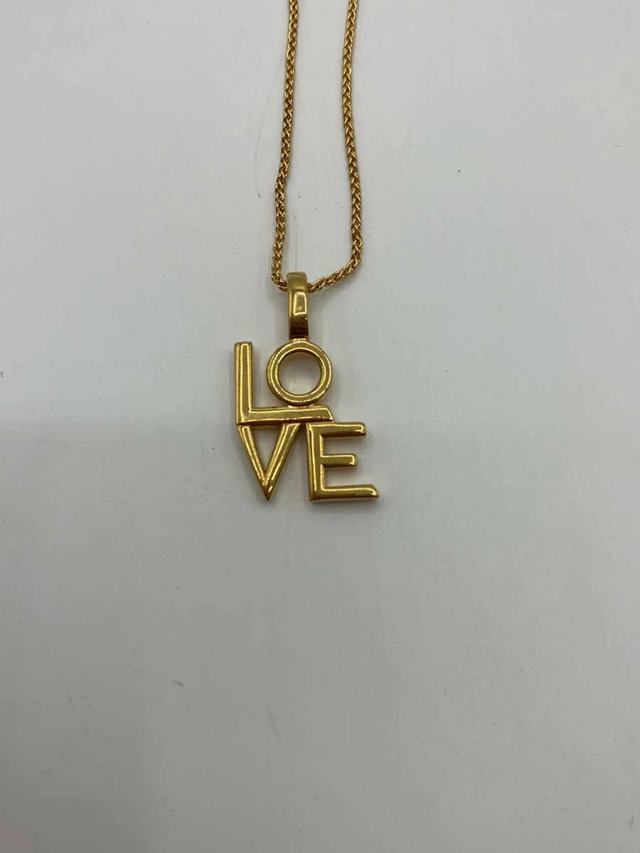 SAINT LAURENT Gold Pendant Necklace Chain Women’s Fashion LOVE Logo
