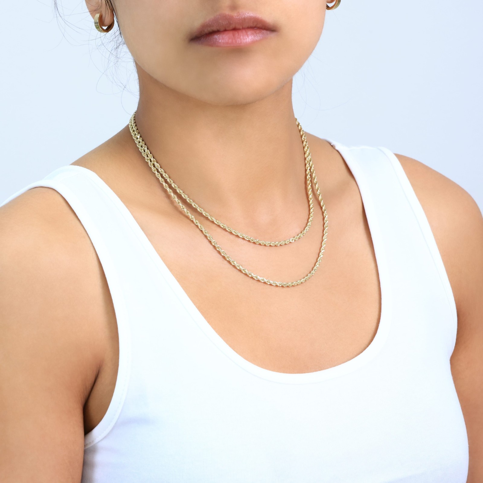 10K Yellow Gold 3mm Diamond Cut Rope Chain Pendant Necklace Mens Womens 18″- 24″