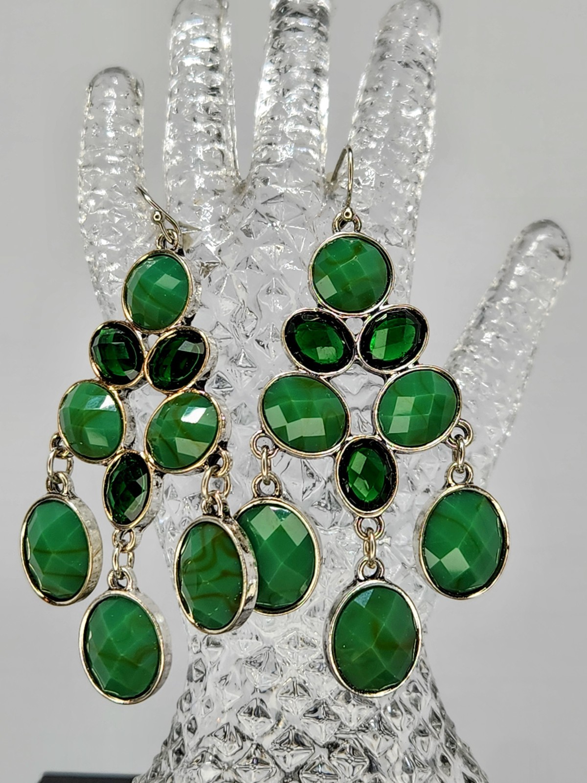 Emerald Mosaic Chandelier Statement Earrings