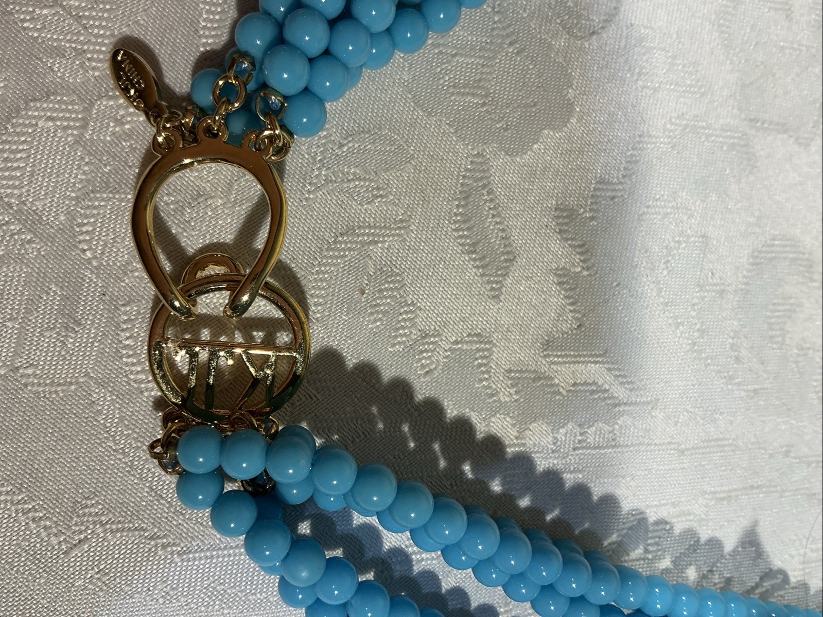 KJL Grand Stand Multi Strand Faux Turquoise & Carnelian Bead Boho Necklace 27″