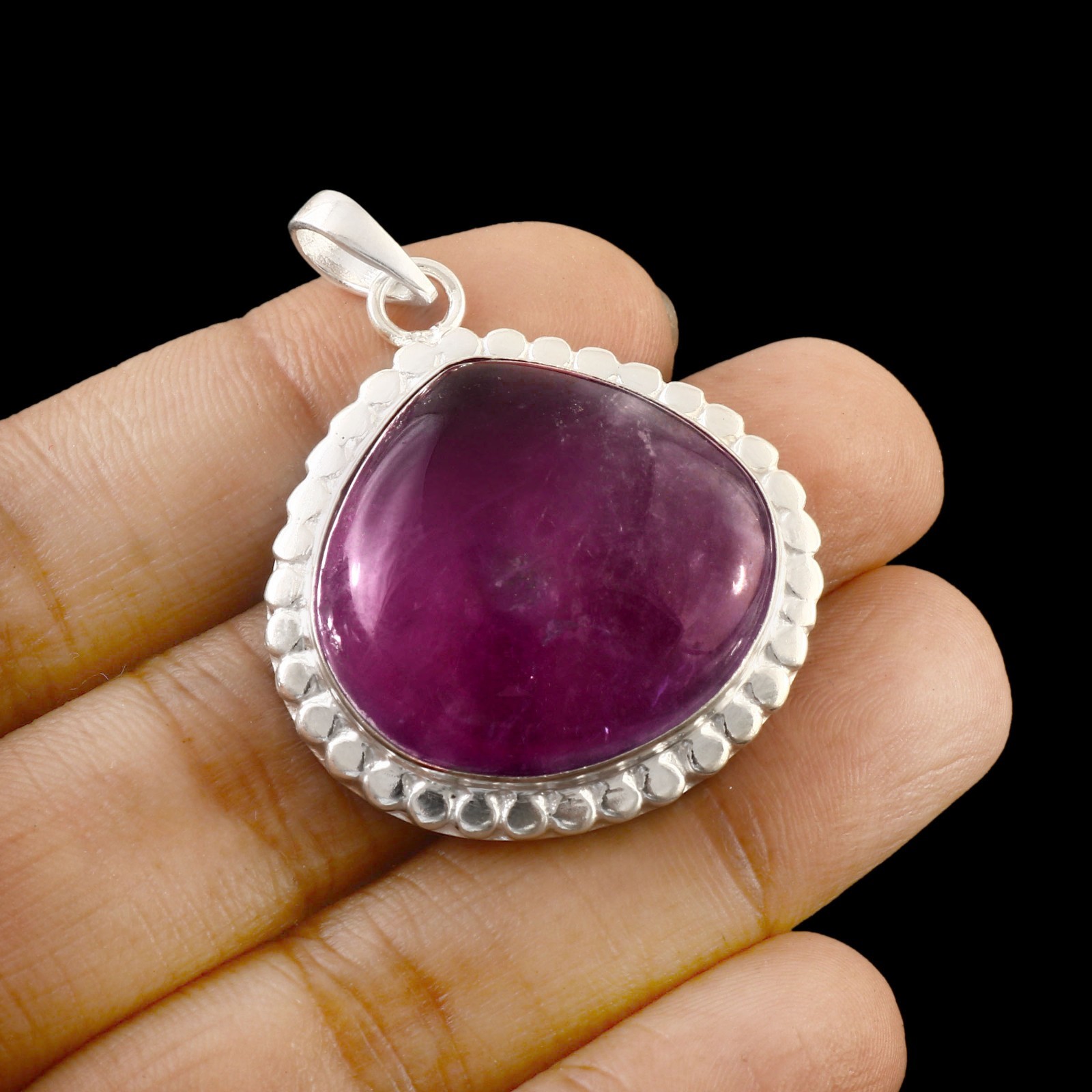 Natural Amethyst Gemstone Pendant 925 Sterling Silver Handmade Jewelry For Gift.
