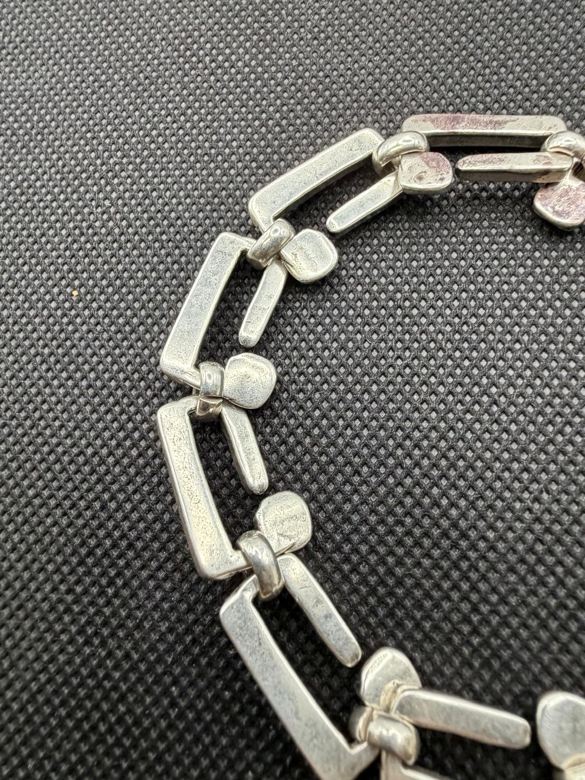 Uno de 50 ROOTS Silver Plated Bracelet Square Links Chain Medium