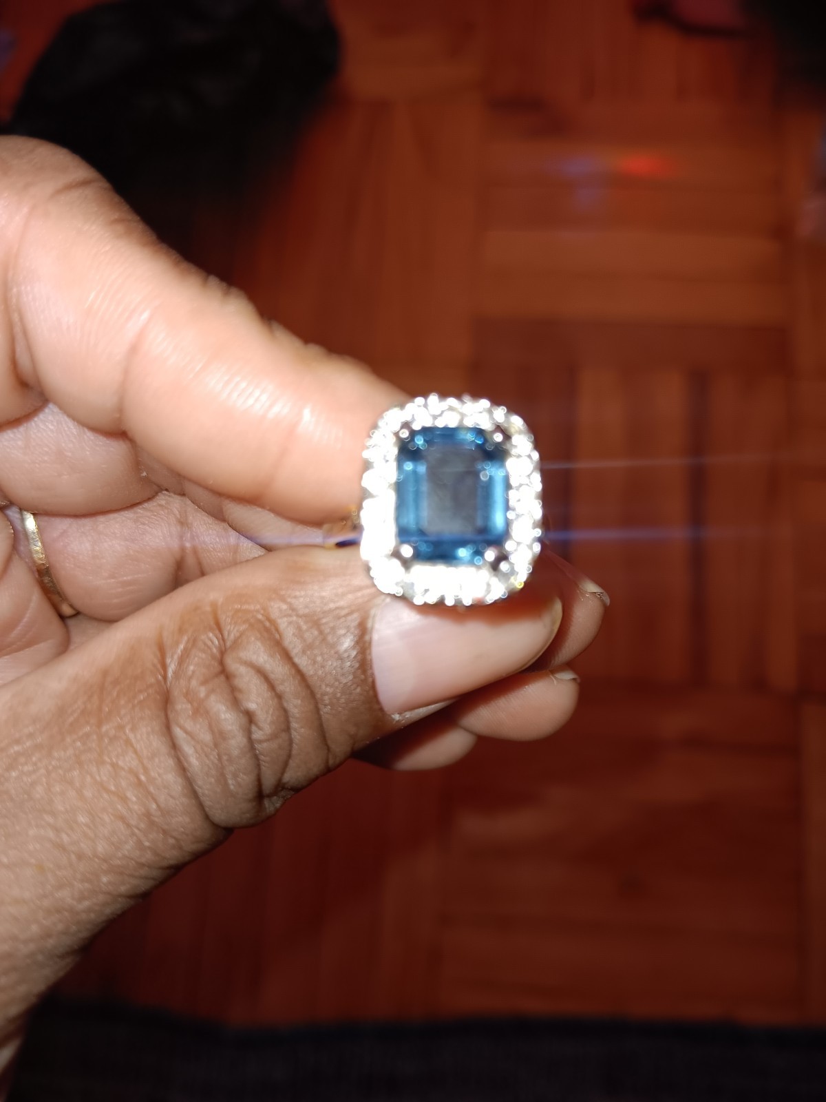Blue Sapphire white Gold Diamond Size 10