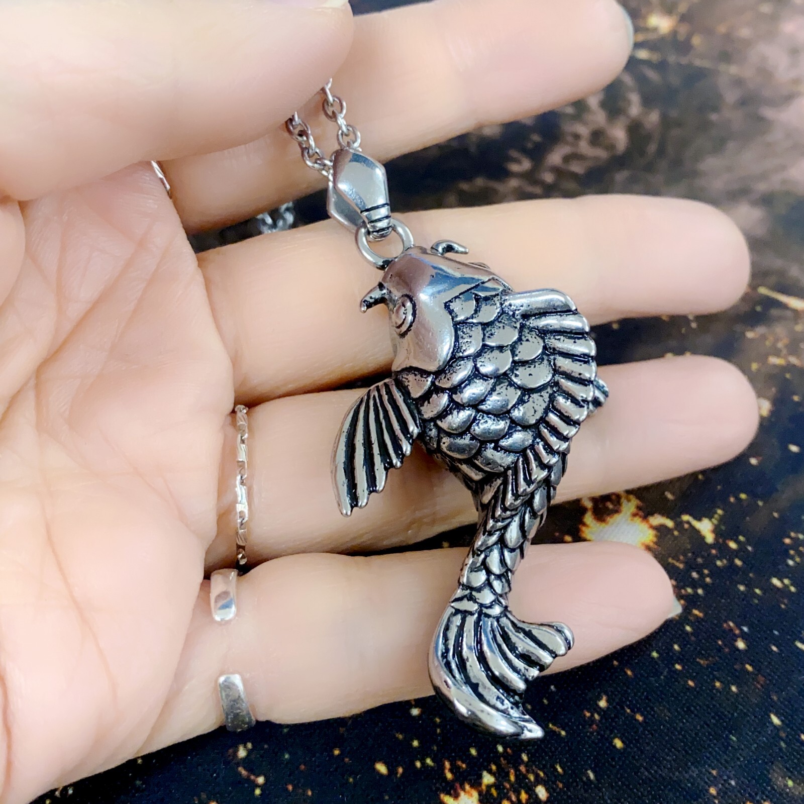 Koi fish necklace Japanese peace animal pendant lucky fish common carp