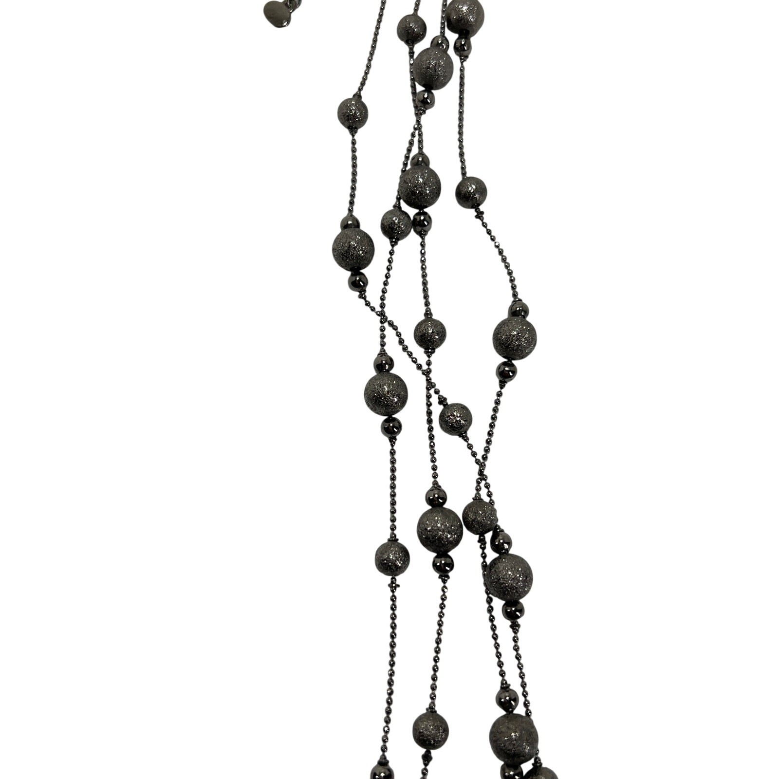 ESBE Beaded Necklace Womens Silver Tone Long Layered Chain Minimalist