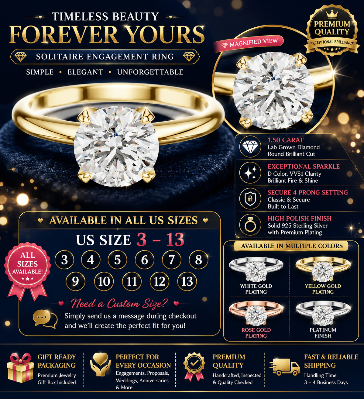 2.43CT Cushion Cut Lab Grown Diamond Ring 925 Silver Solitaire Gift For Her