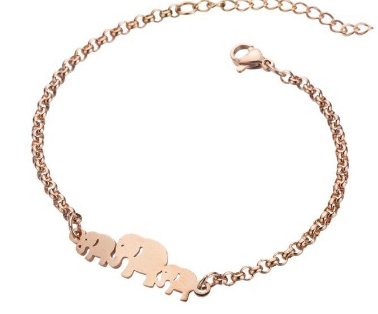Stainless Steel 3 elephant bracelet/anklet 22 cm ( 8.66 in) includes 4cm ext