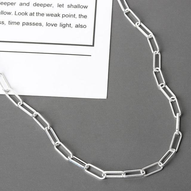 2024 New Solid 925 Sterling Silver Italian Paperclip Rolo Chain Necklace Stamp