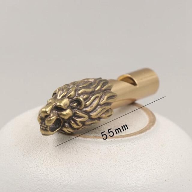 Lion Whistle Solid Brass Warning Dispels Evil Gold Pendant Jewelry