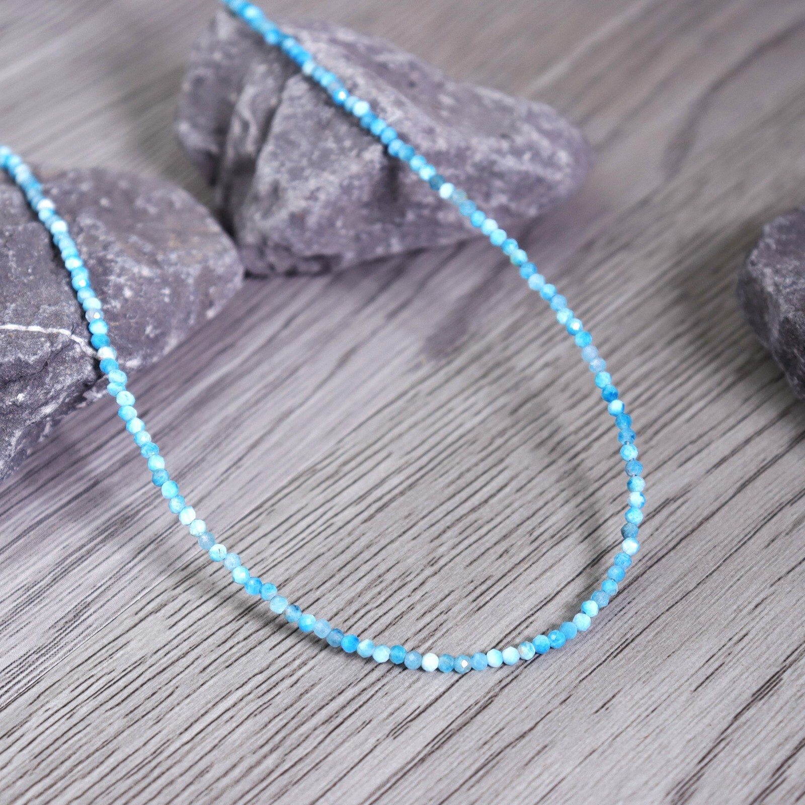 Larimar Tiny 2mm Beaded Choker Healing Dainty Women Boho Crystal Necklace Gifts
