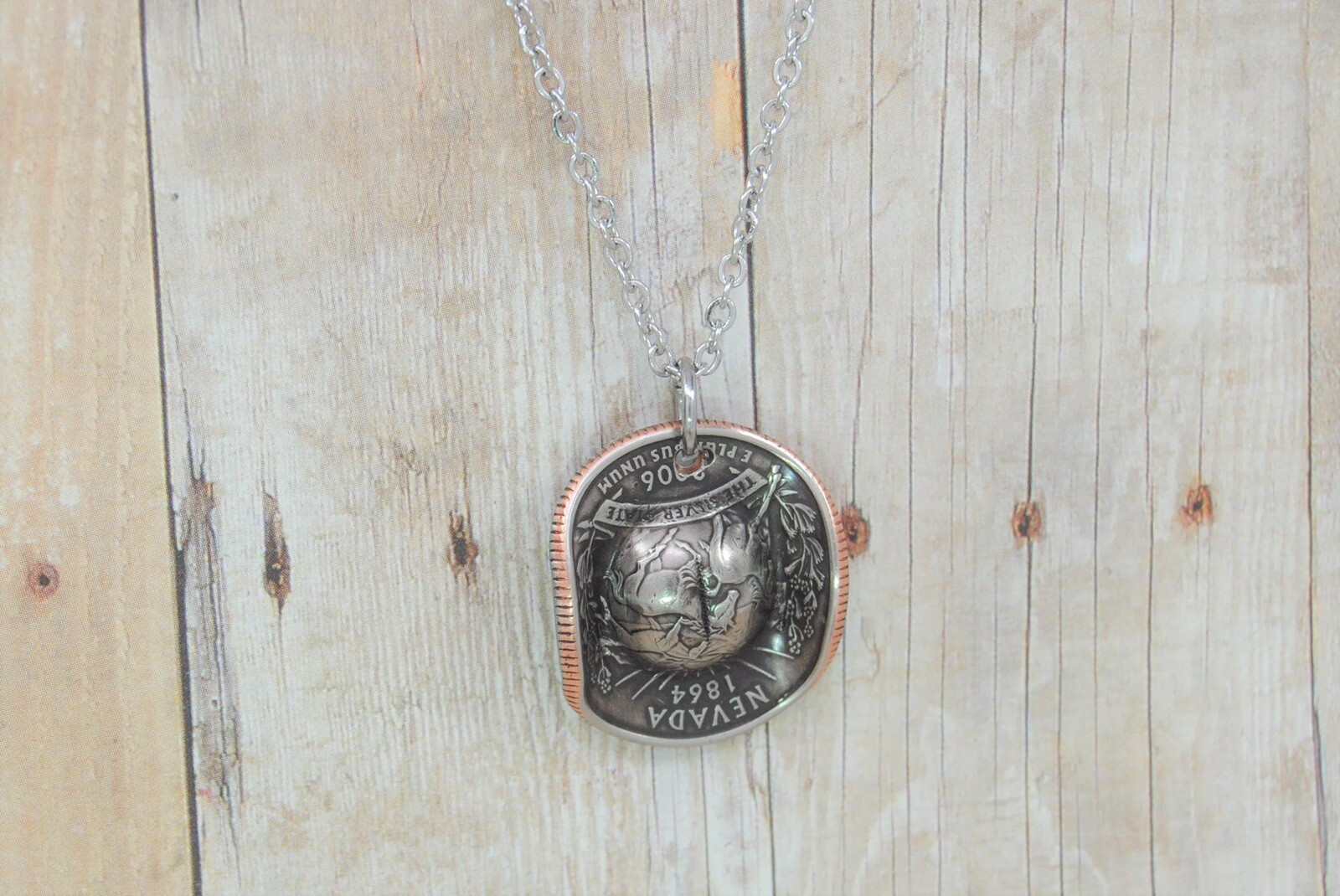 Cowboy Hat Necklace, Custom Made From US State Quarter, Stetson Style, USA Made