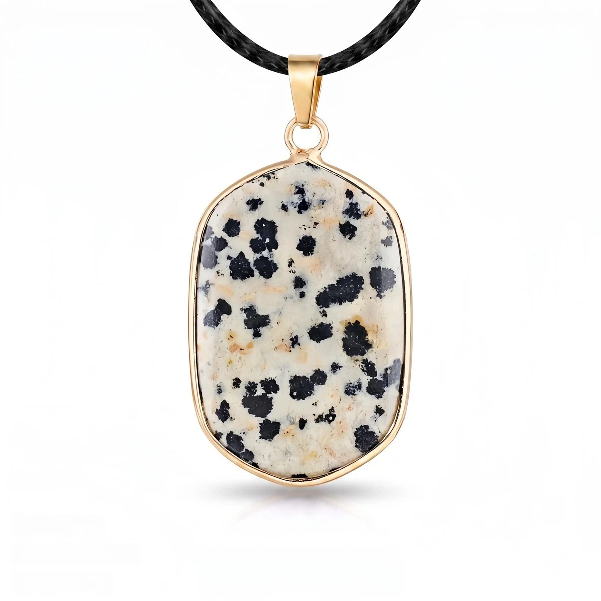 6PCS Healing Chakra Gemstone Pendant Necklace Black Cord Gold Charms Choker