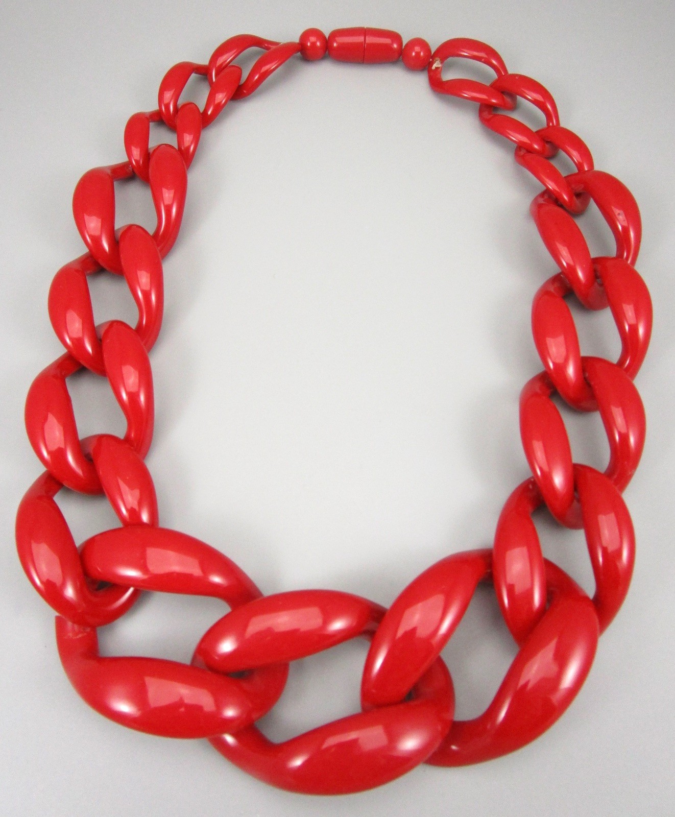  MARION GODART FRANCE DARK RED RESIN 24″ CURB CHAIN NECKLACE -NWOT