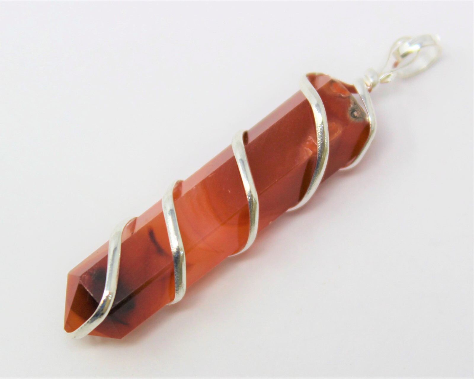 Carnelian Spiral Wrapped Point Pendant / Necklace (Carnelian Point Pendant)