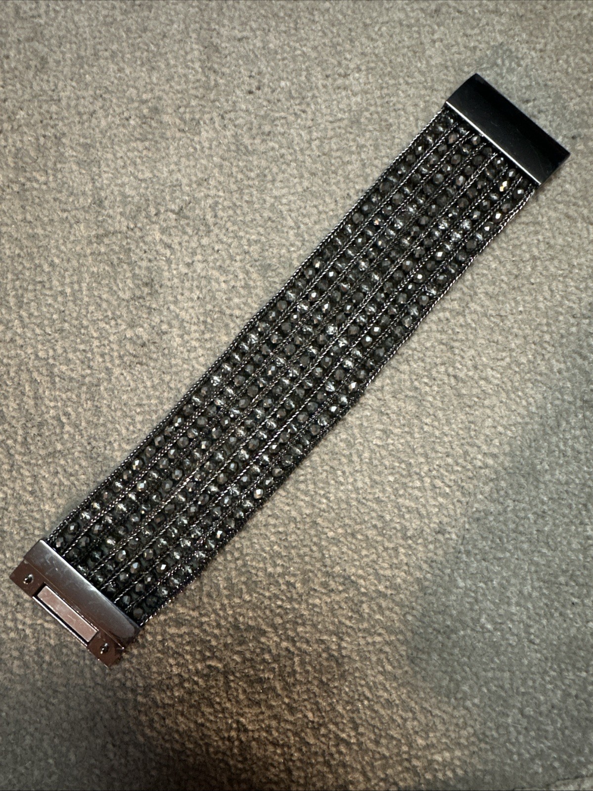 Kenneth Cole New York 1 1/2″ wide 7 1/2″ Long Rhinestone Bracelet Magnetic Clasp