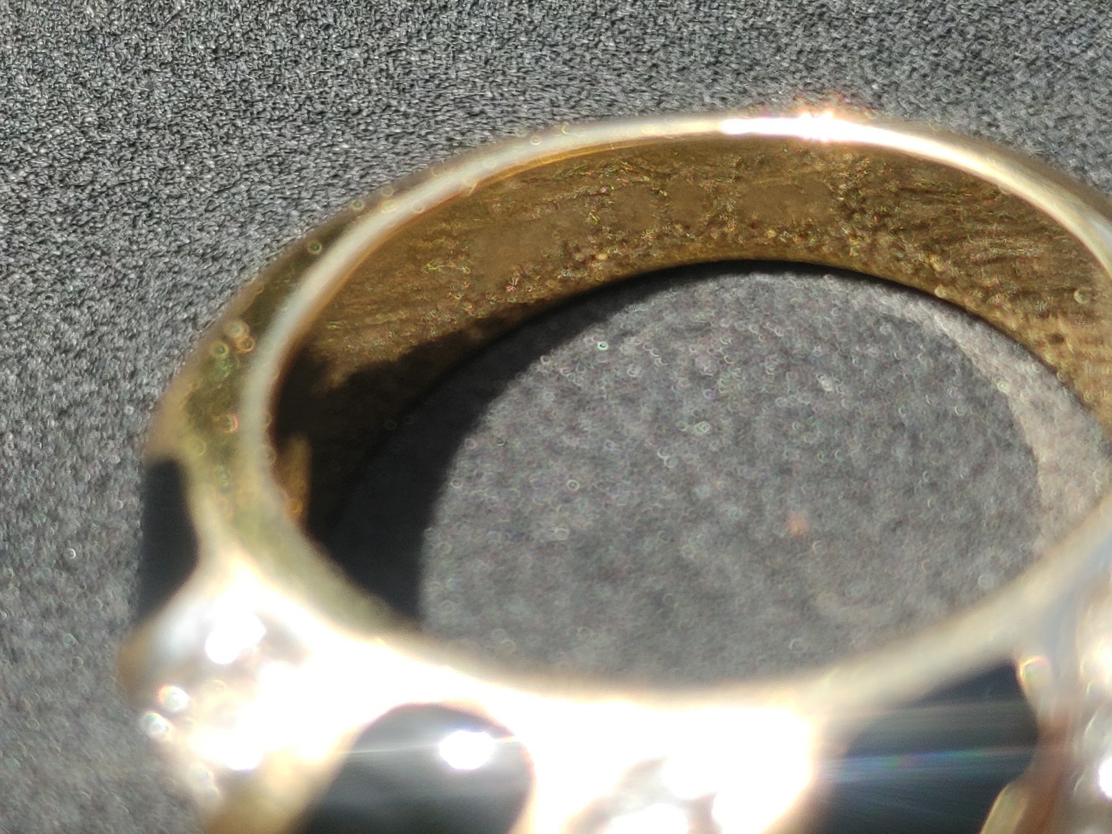 18 kt GE black and gold stripes ring size 8 yellow gold electroplated cz