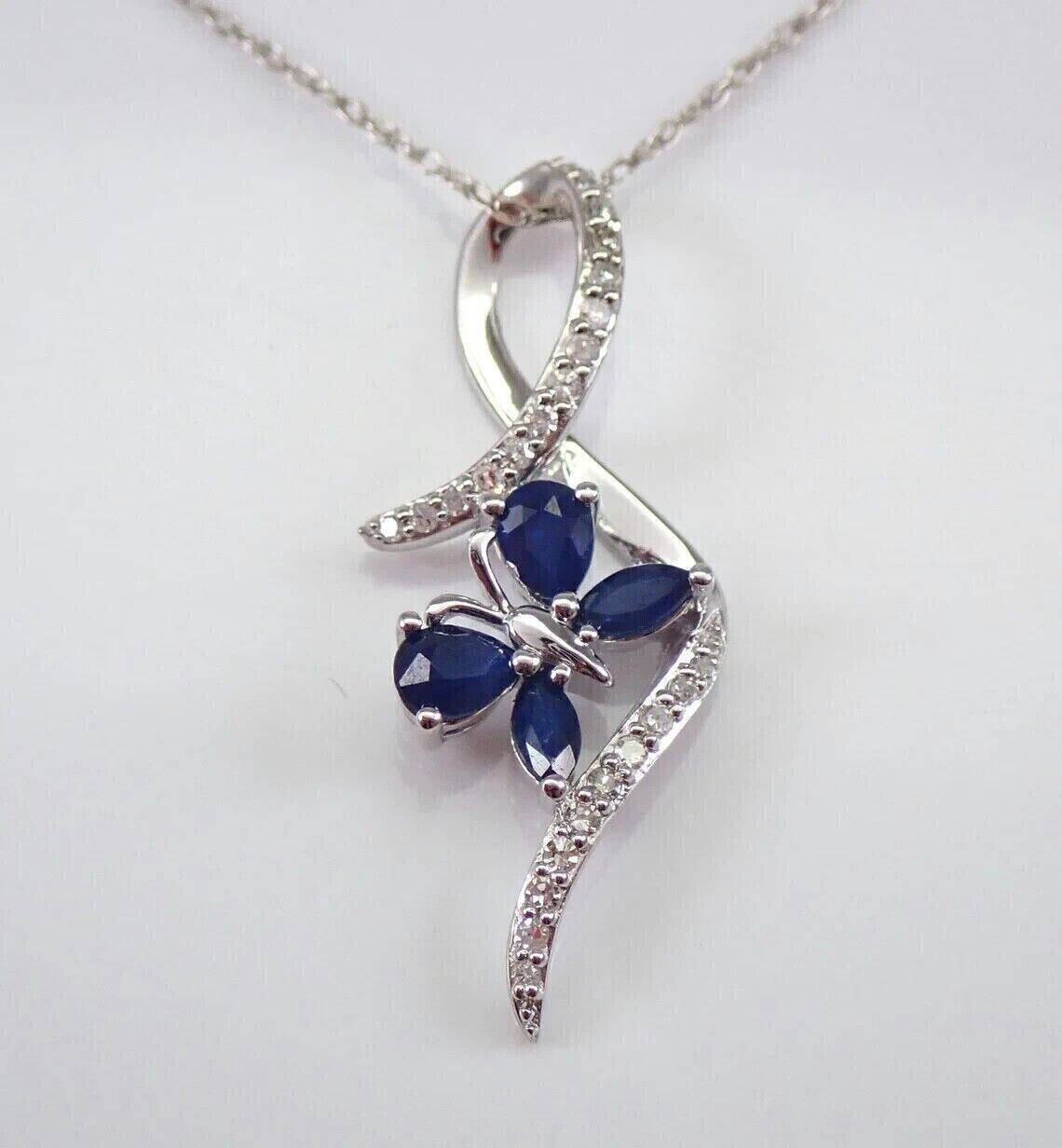 2Ct Pear Cut Simulated Sapphire Flower Shape Charm Pendant 14k White Gold Plated