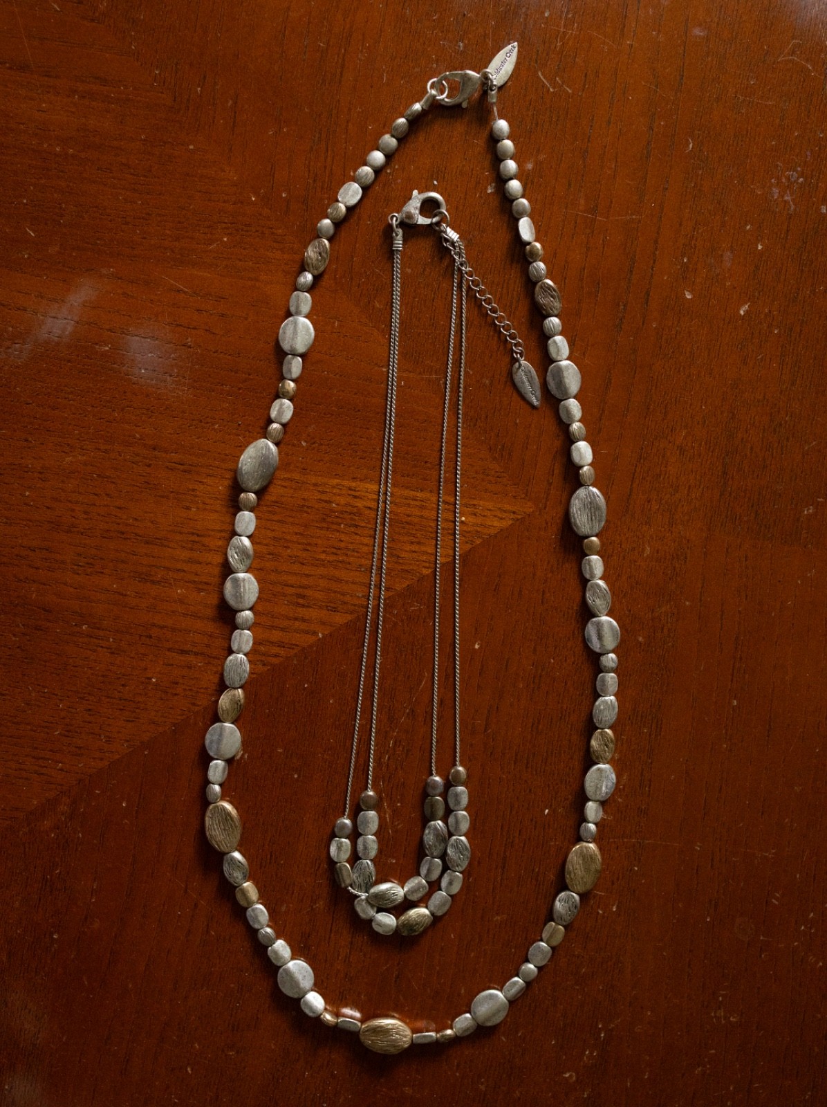 Coldwater Creek Metallic Beaded and Layered Long Necklace Duo 2 Piece set