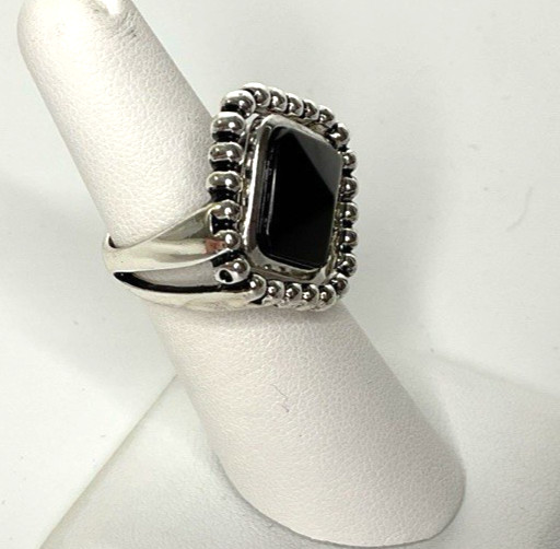 Premier Designs Cool Concept Black/Purple Stone Ring Size 10 Silver Tone 529