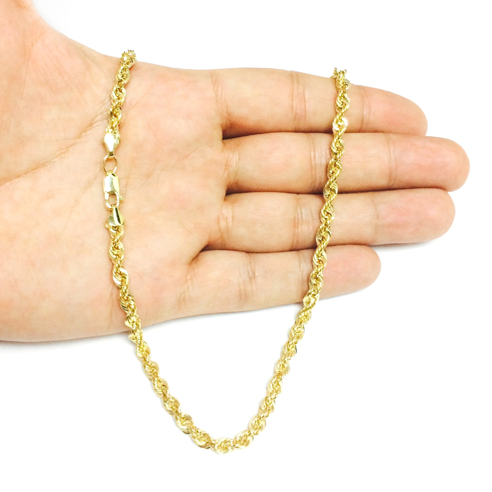 14k Yellow Real Gold filled Solid Rope Chain Necklace, 4.5mm, 20″