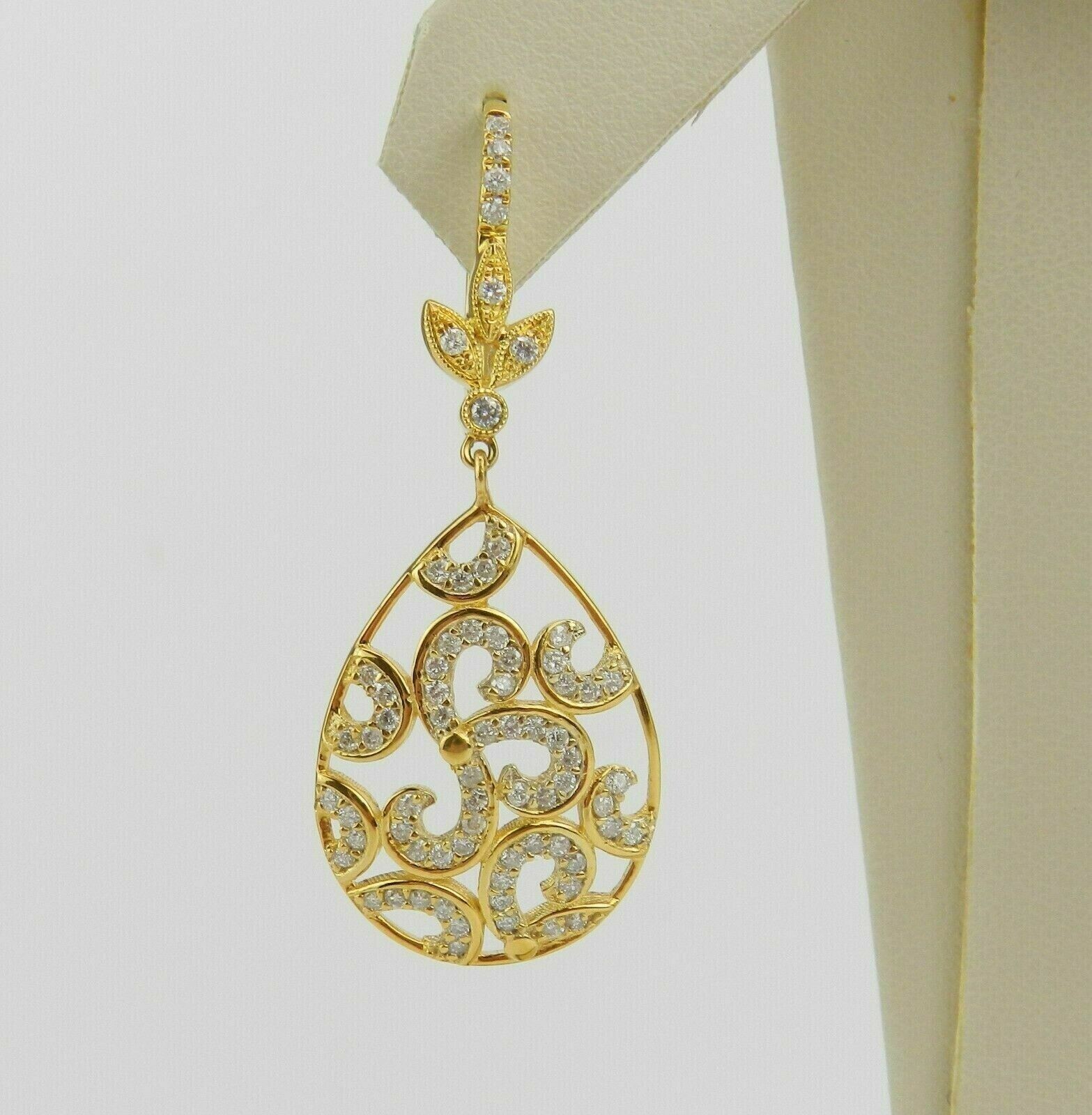 1.10Ct Round Cut Moissanite Women’s Drop/ Dangle Earrings 14K Yellow Gold Plated