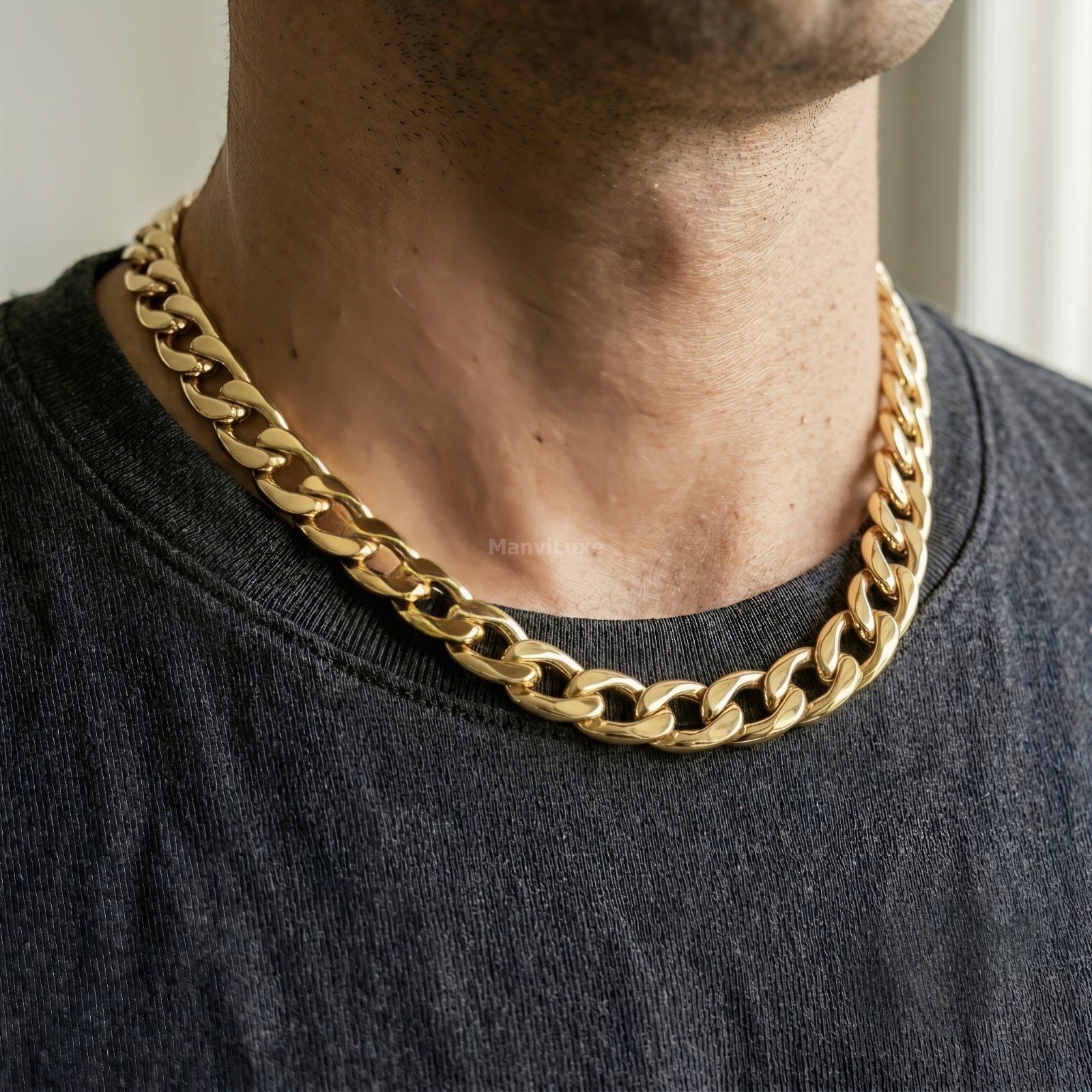 20″Premium Gold-Filled Cuban Link Chain | Thick Bold Curb Chain Necklace