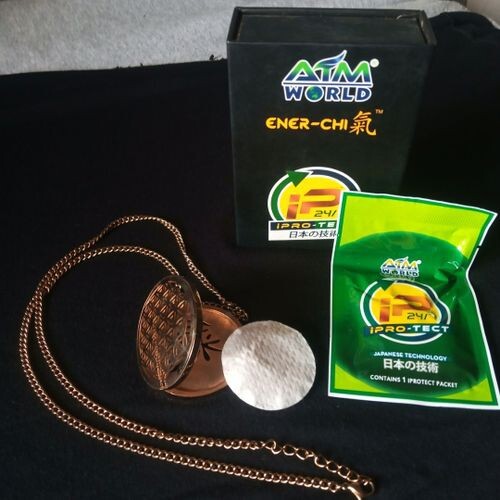 Ener-Chi Gold Pendant With I-Protect 24/7 For Health And Wellness