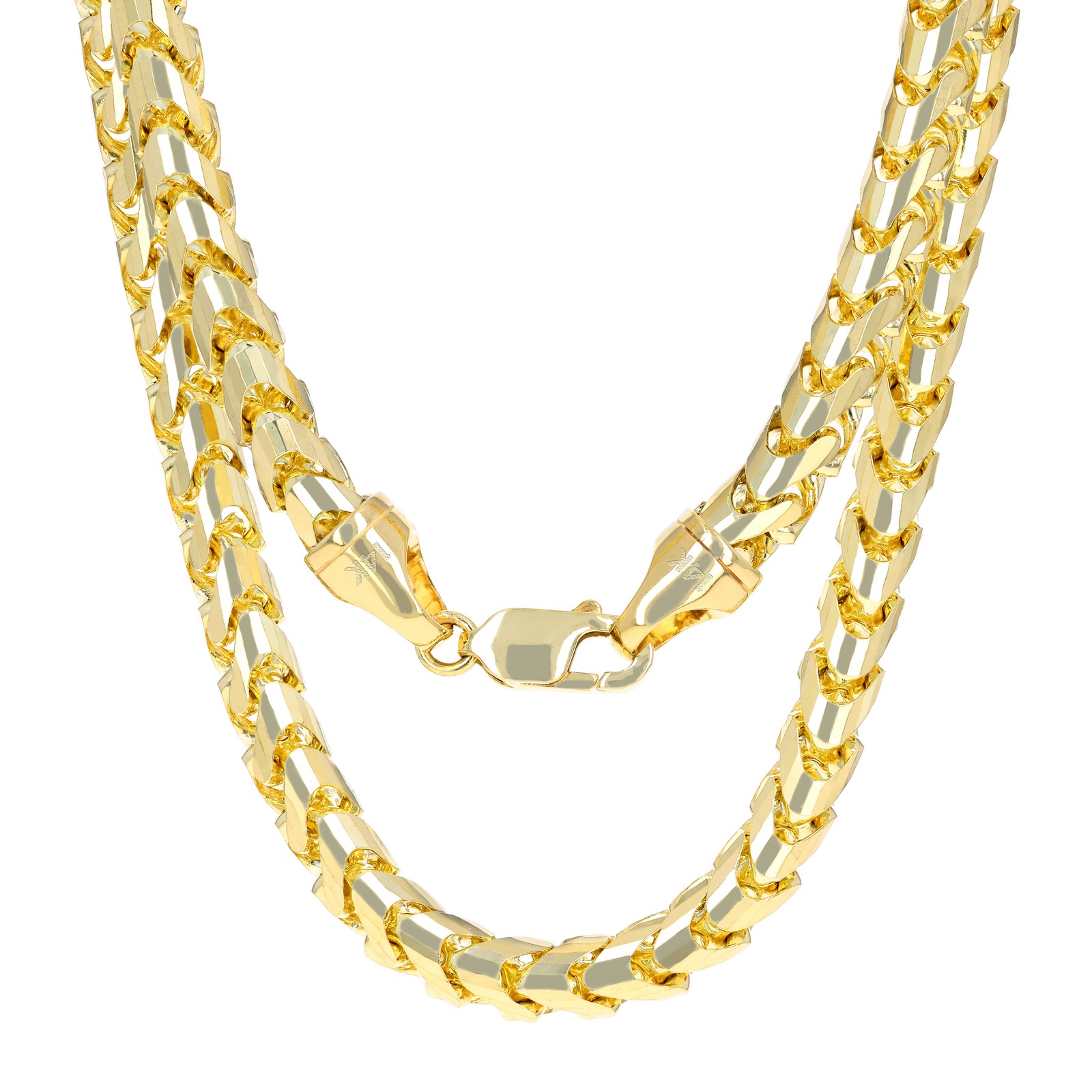 14K Yellow Gold Solid Franco 6mm Diamond Cut Spiga Wheat Chain Mens Necklace 26″
